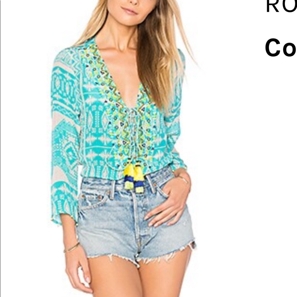 Rococo Sand | Beaded Silk Blouse w/Tassel Ties